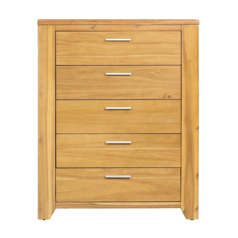 5 Drawer Dresser – Natural Wood / Brown