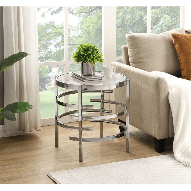Elegant Round Table With Sintered Stone Top & Sturdy Metal Frame