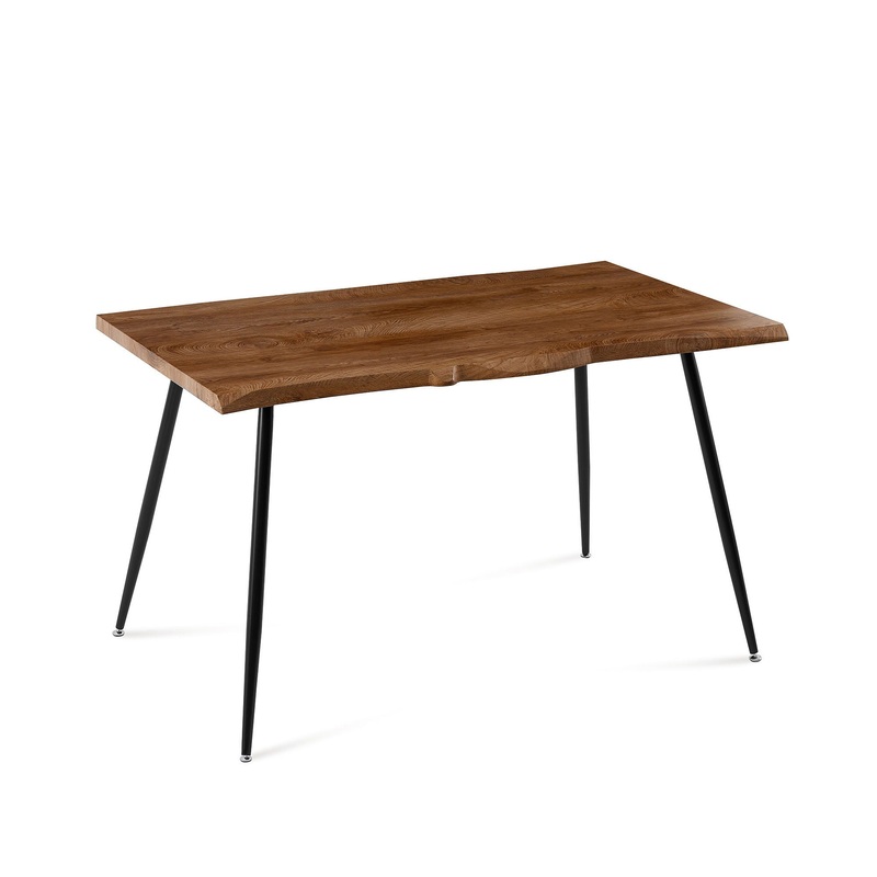 S Shape Irregular Dining Table Metal Legs Wood Design Table Top – Walnut