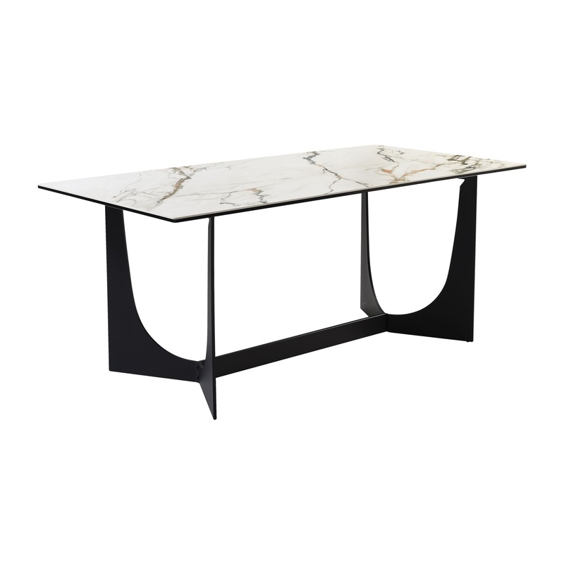 Esme – Dining Table Stone And Metal – Gray / Black