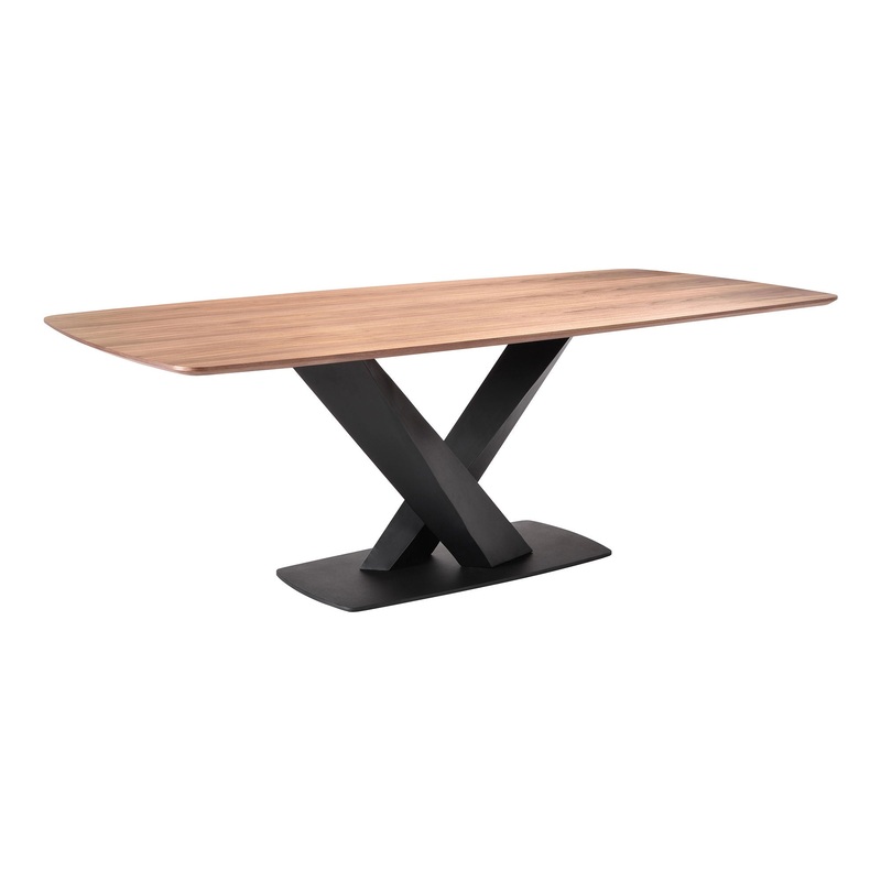 Everett – Contemporary Dining Table – Matte Black / Walnut