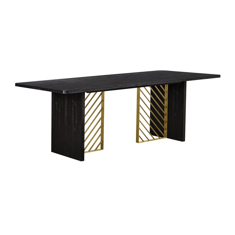 Monaco – Dining Table With Antique Brass Accent – Black