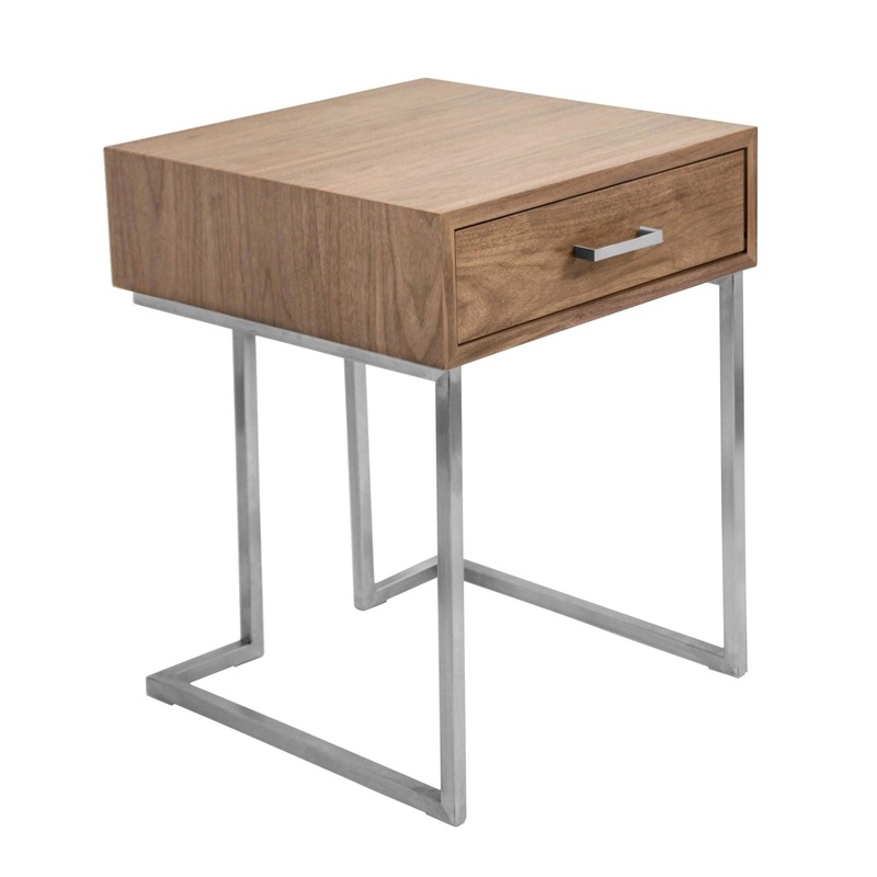 Roman – End Table – Walnut And Stainless Steel