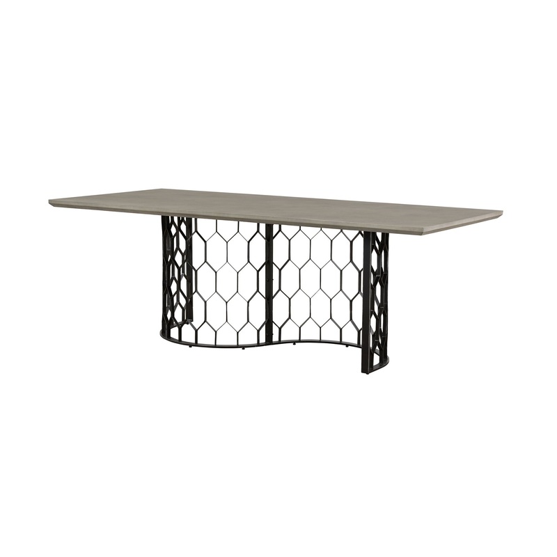 Solange – Rectangular Dining Table – Concrete / Black