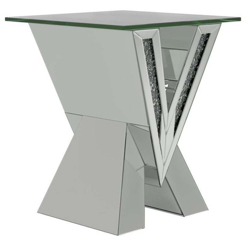 Taffeta – Glass Top Mirrored Acrylic Table