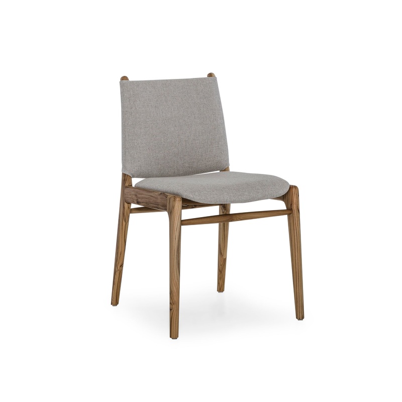 CAPPIO Dining Chair in Teak and Oatmeal fabric