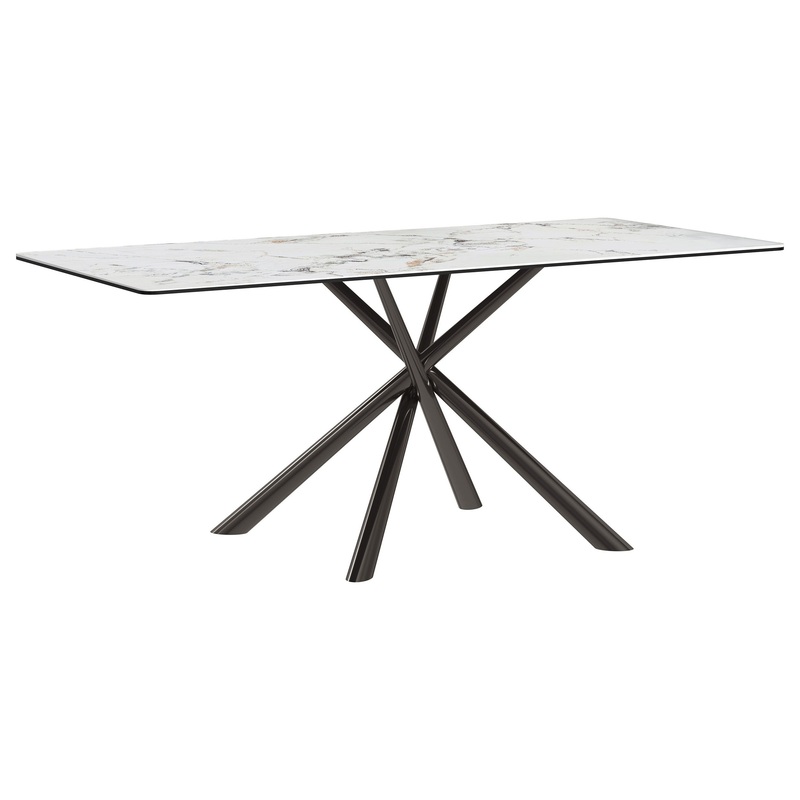 Carvell – Rectangular Sintered Stone Dining Table – Mirage White
