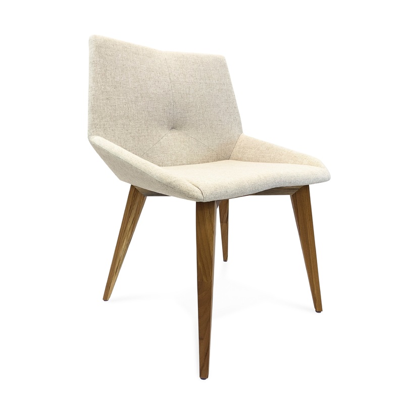 CUBI Dining Chair in Teak and Oatmeal fabric