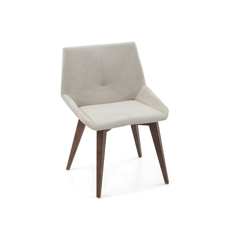 CUBI Dining Chair in Walnut and Light Beige fabric