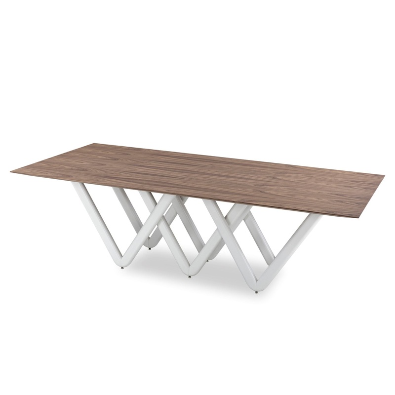 DABLIO Dining Table in Walnut and White 98″