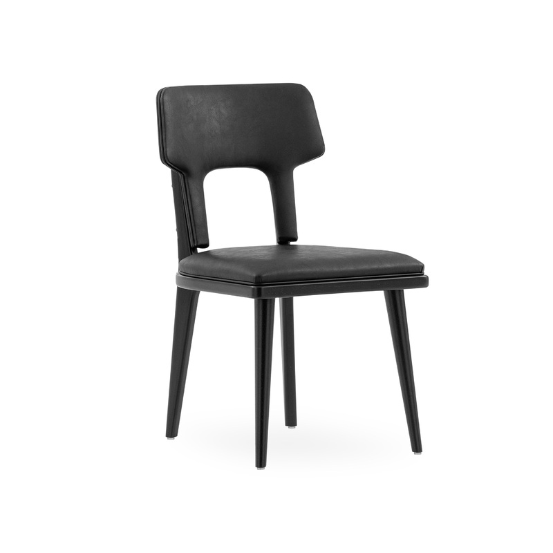 FORK Dining Chair in Black and Black Faux leather