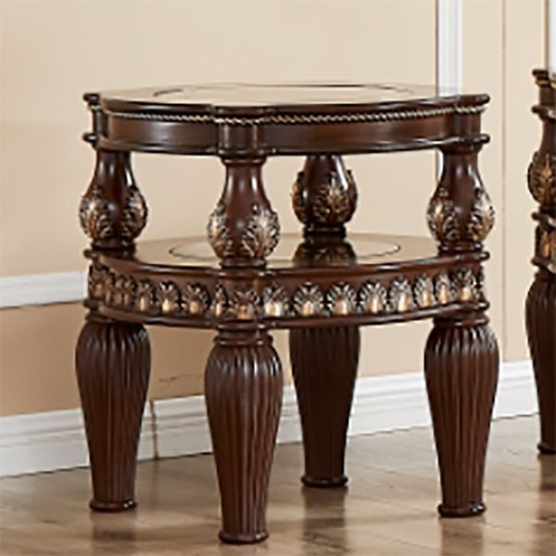 HD-1521 – End Table – Mohagany With Gold Highlight