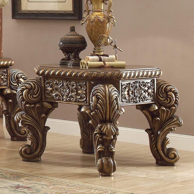 HD-8011 – End Table – Antique Gold & Pefect Brown