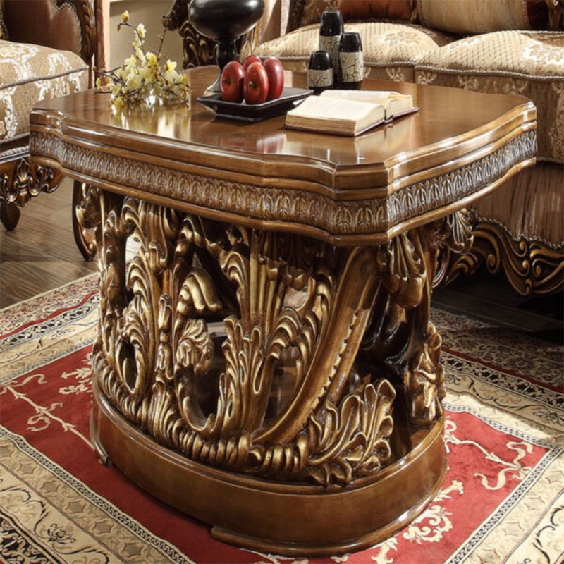 HD-8018 – End Table – Antique Gold & Perfect Brown