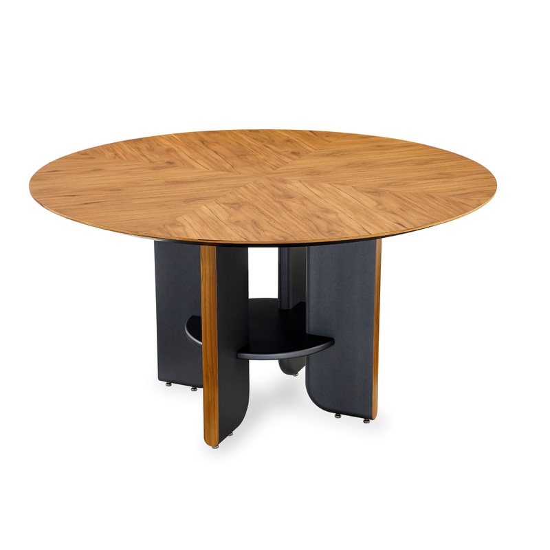 MOON Dining Table in Teak and Graphite 55″