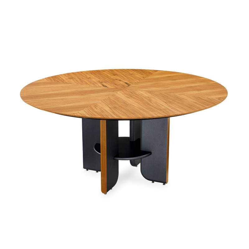 MOON Dining Table in Teak and Graphite 63″