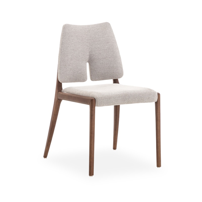 SLIT Dining Chair in Walnut and Gray Fabric