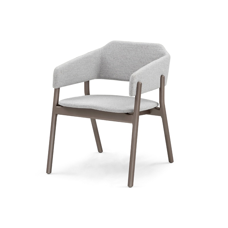 STUZI Dining Chair in Chocolate finish and Gray fabric