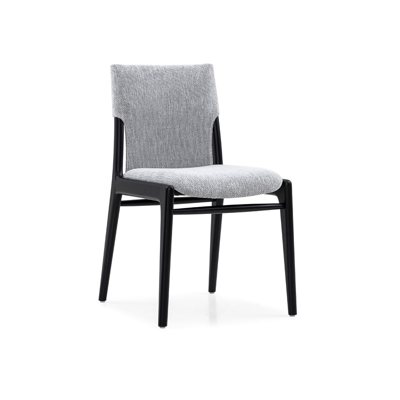 TRESS Dining Chair in Black finish and Black and White fabric