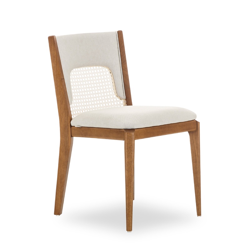 ZANI Dining Chair in Almond Oak and Ivory fabric