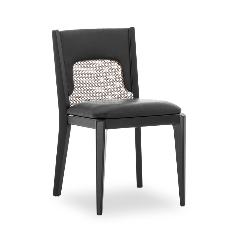 ZANI Dining Chair in Black and Black faux leather