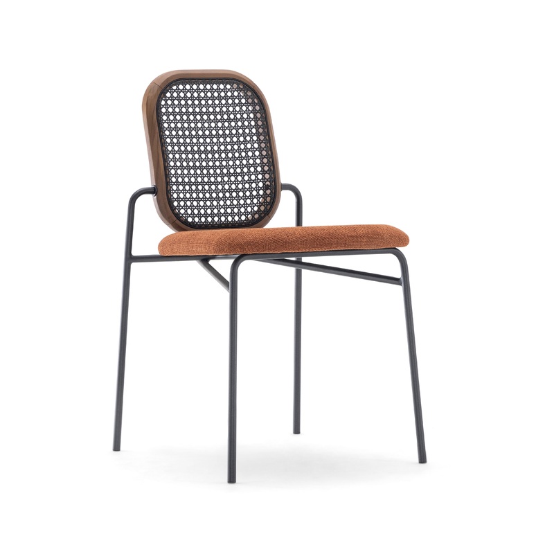 BAMBOO Dining Chair in Walnut and Black (077), A3-2771 and Black Cane