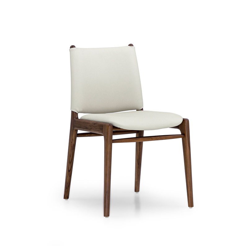 CAPPIO Dining Chair in Walnut and Ivory Leather