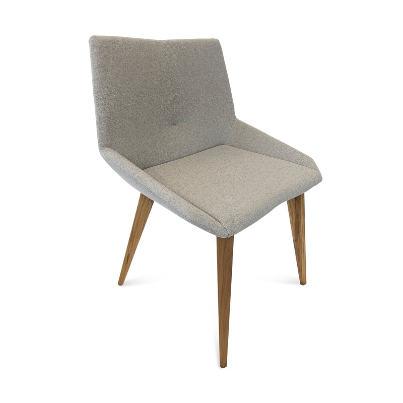 CUBI Dining Chair in Teak and Grey fabric