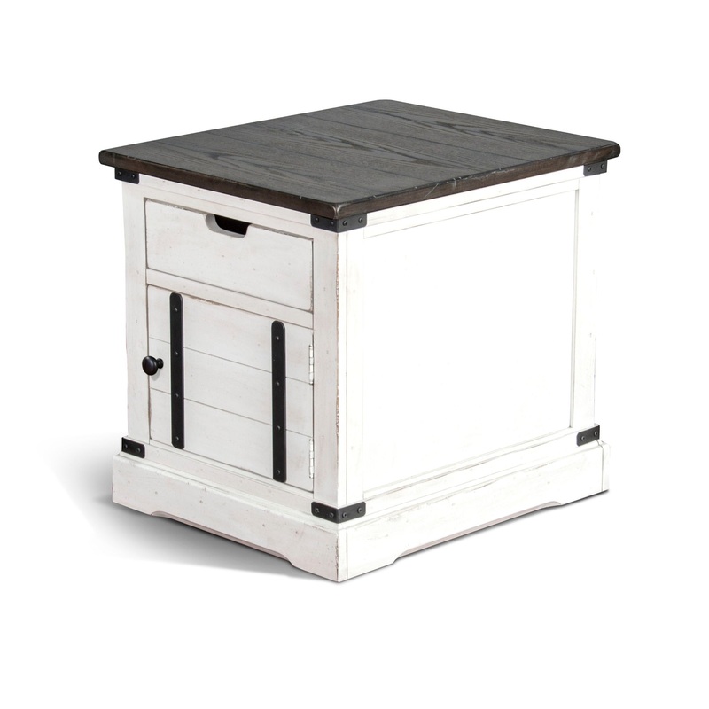 French Country – End Table – White / Dark Brown