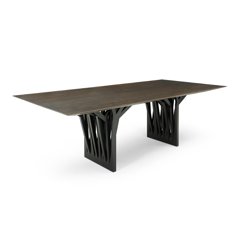 RADI Dining Table in Black and Dark Oak 110″