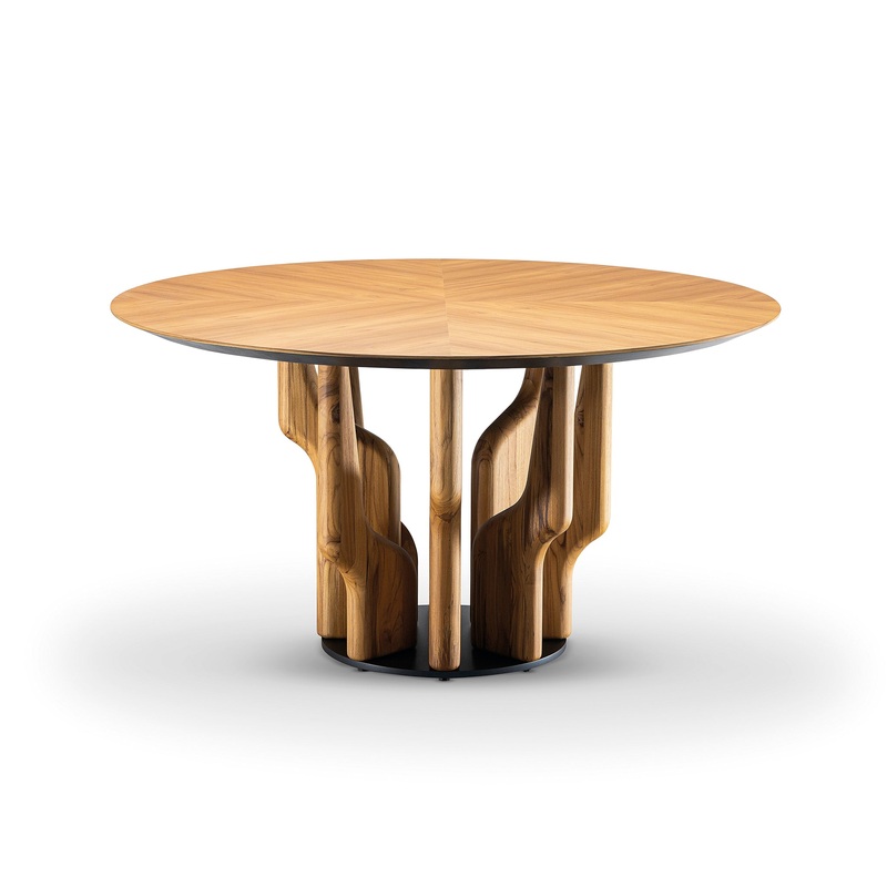 RAIZES Round Dining Table in Teak 63″