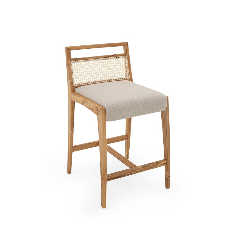 SOTTO Bar Stool in Teak, A-1626 and Natural Cane