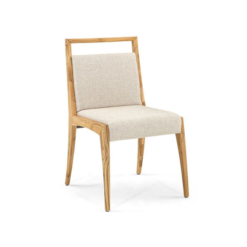 SOTTO Dining Chair in Teak and Oatmeal fabric