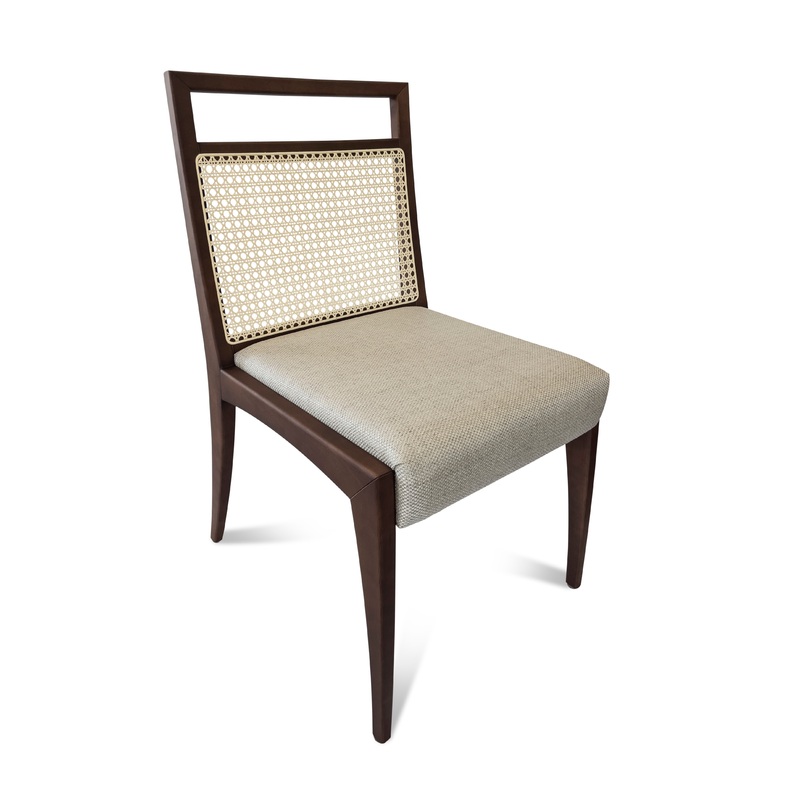 SOTTO Dining Chair in Walnut and Beige fabric