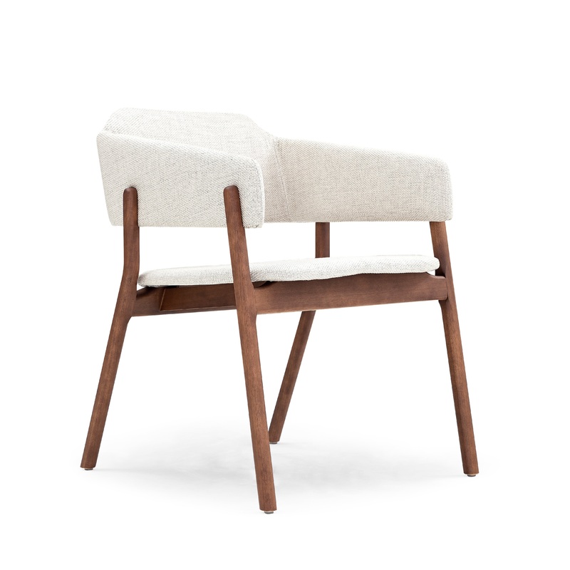 STUZI Dining Chair in Walnut and Beige fabric