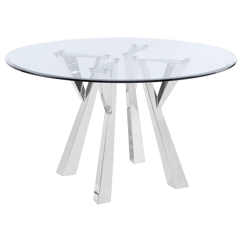 Coaster Furniture Alaia 190710 Round 51-inch Clear Glass Top Dining Table – Chrome