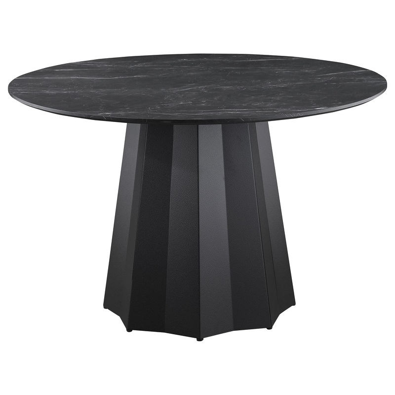Coaster Furniture Camden 105780 Round 48-inch Faux Marble Top Dining Table – Black