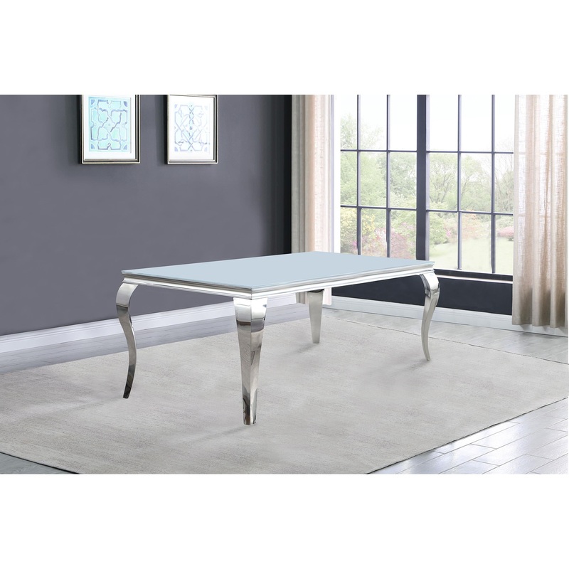 Coaster Furniture Carone 115091 Rectangular 61-inch Glass Top Dining Table – White