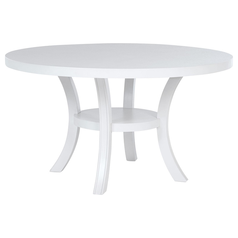 Coaster Furniture Judd 109330 54-inch Round Dining Wood Table with Shelf – Pearl White