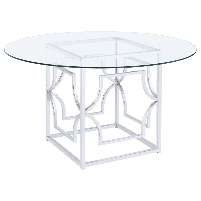 Coaster Furniture Starlight 192561BG Round 54-inch Glass Top Metal Dining Table – Chrome