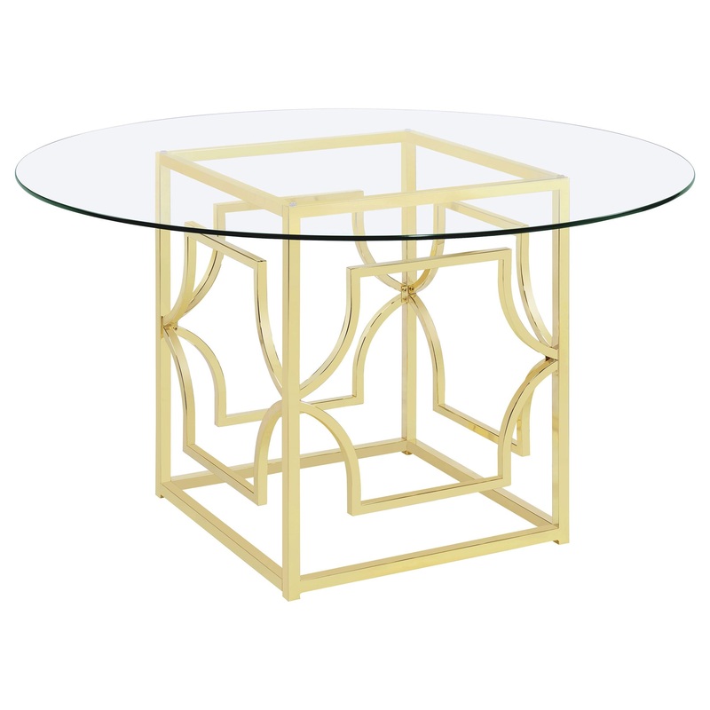 Coaster Furniture Starlight 192641BG Round 54-inch Glass Top Metal Dining Table – Brass