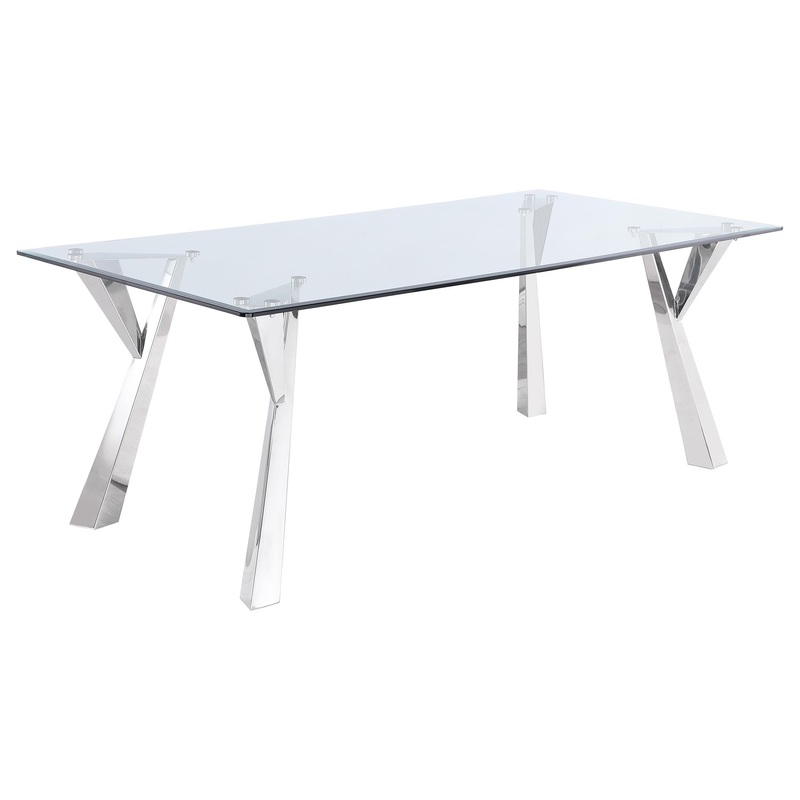 Coaster Furniture Alaia 190711 Rectangular 79-inch Glass Top Dining Table – Chrome