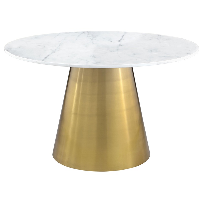 Coaster Furniture Ambrose 107600 Round 50-inch Marble Top Dining Table – Brushed Gold