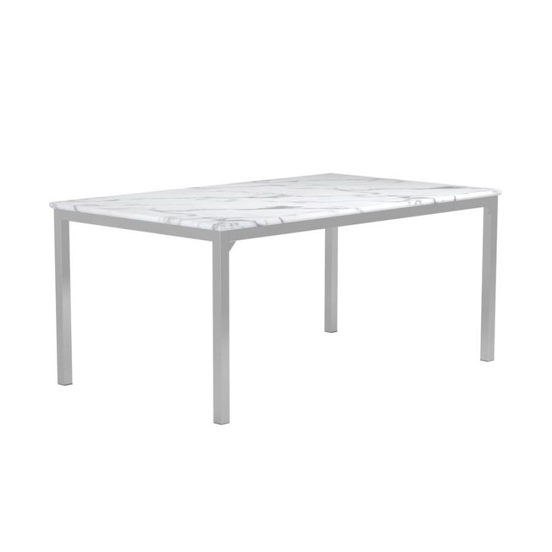 Coaster Furniture Athena 110101 Rectangular 64-inch Faux Marble Dining Table – Chrome