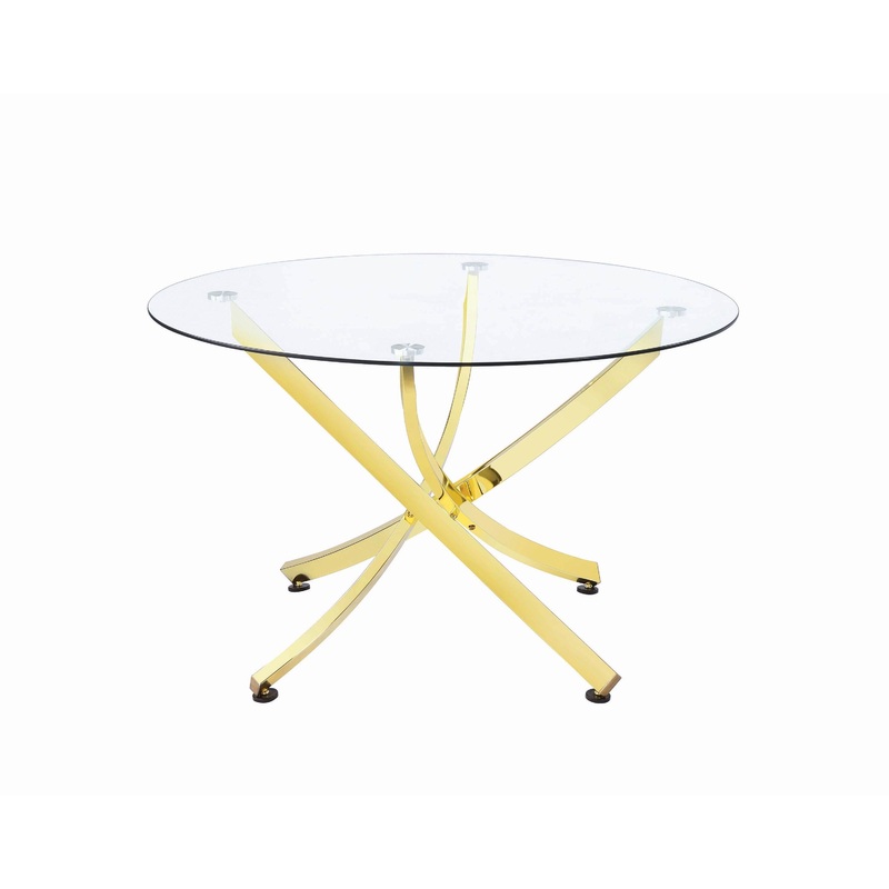 Coaster Furniture Beckham 108441 Round 46-inch Glass Top Dining Table – Brass