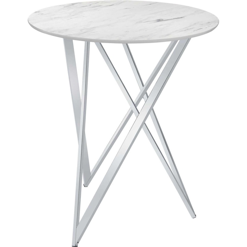 Coaster Furniture Bexter 183526 Round 35-inch Faux Marble Bistro Bar Table – Chrome