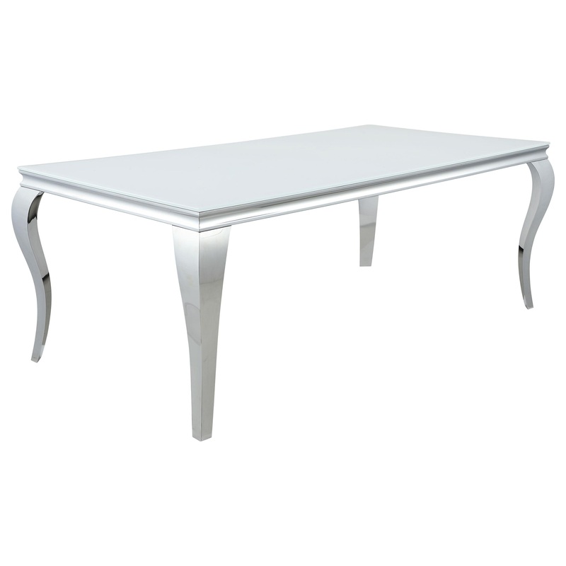 Coaster Furniture Carone 115081 Rectangular 81-inch Glass Top Dining Table – White