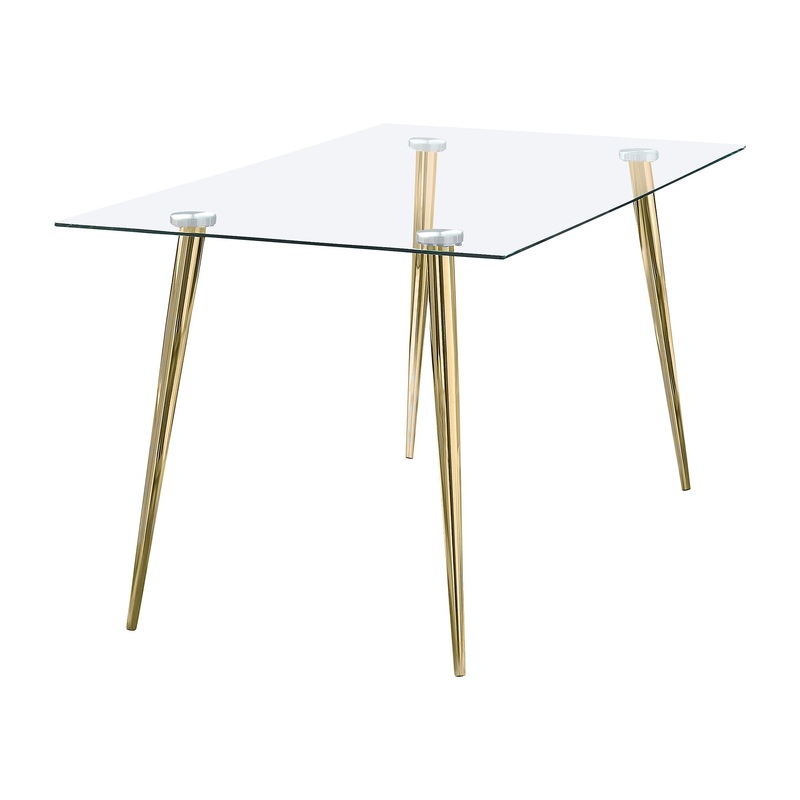 Coaster Furniture Gilman 190621GLD Rectangular 64-inch Glass Top Dining Table – Gold