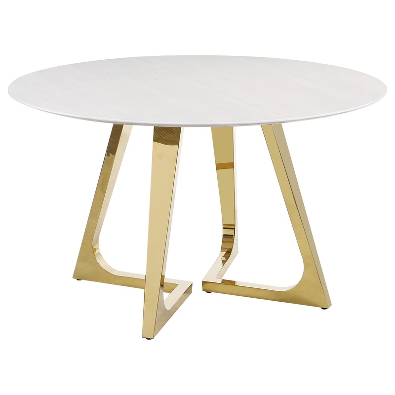 Coaster Furniture Gwynn 107171 Round 51-inch Marble Stainless Steel Dining Table – Gold