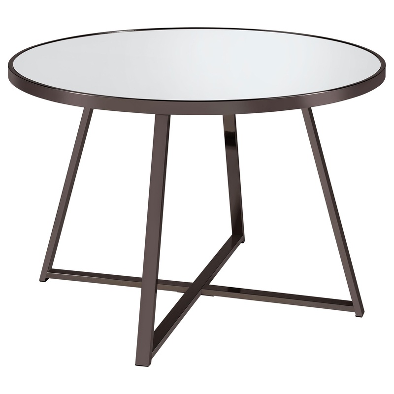 Coaster Furniture Jillian 120630 Round 45-inch Mirror Top Dining Table – Black Nickel